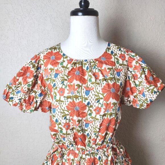 &merci Lindsay Boho Floral Puff Sleeve Dress Size M - Picture 3 of 6